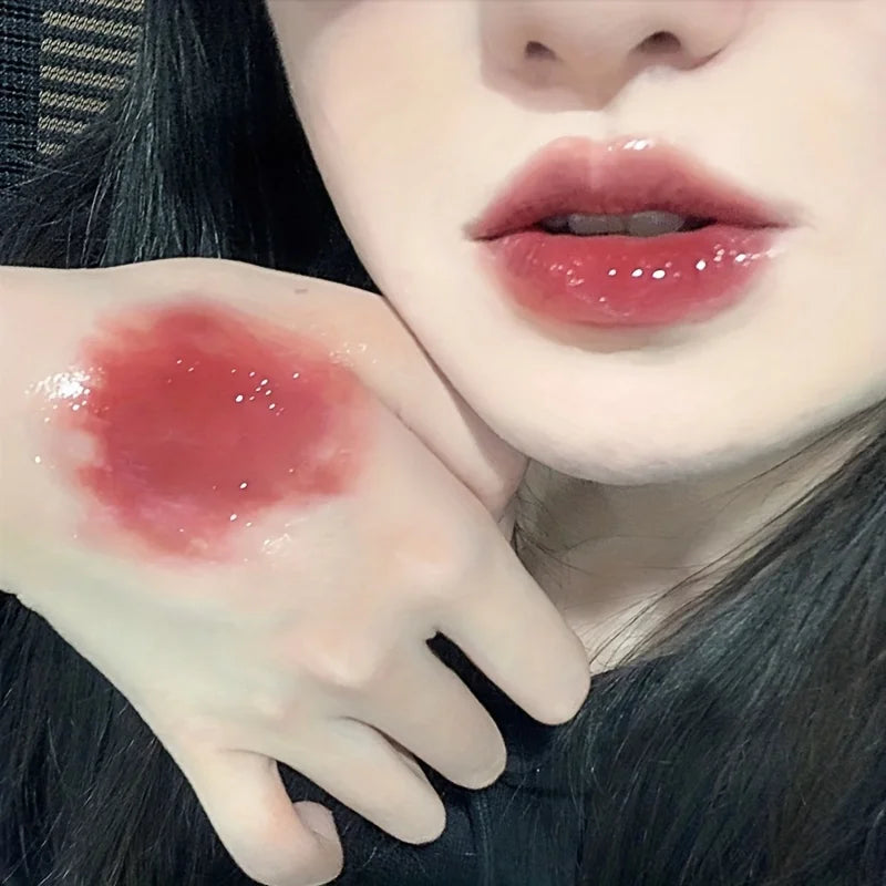 6 color lip glaze, cute little bear, mirror gloss, jelly lips with sparkling light dew water, long-lasting stain resistant trans