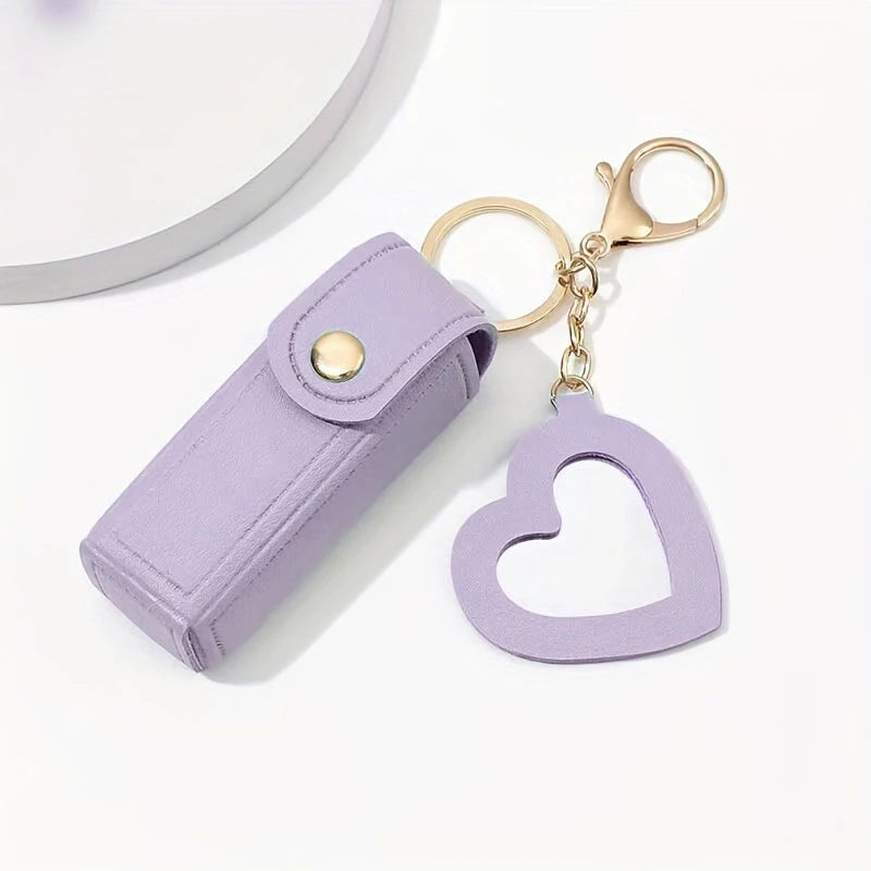 Customisation Portable Lipstick Bag Gifts PU Leather Keychain