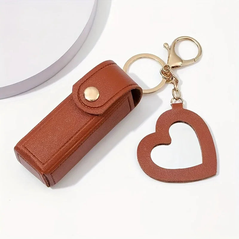 Customisation Portable Lipstick Bag Gifts PU Leather Keychain